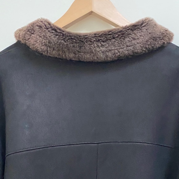 Vintage Arte Pelle 💯 Sheepskin Shearling Long Black Leather Coat, Made in 🇨🇦 - Picture 10 of 16